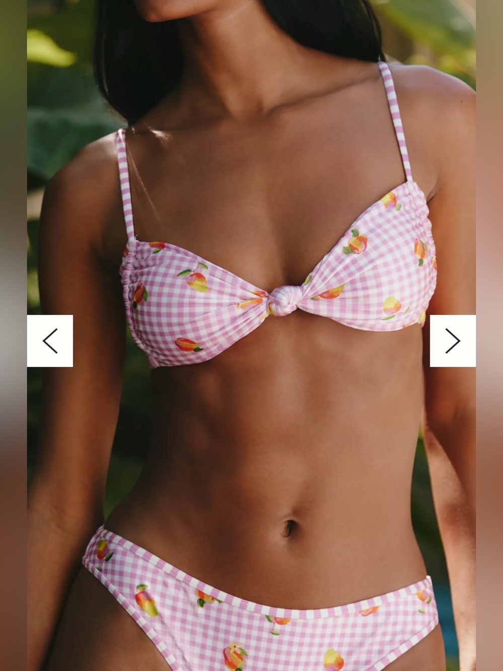 Farm Rio x Anthropologie Knotted Bikini Top Color Pink Picnic Size Medium